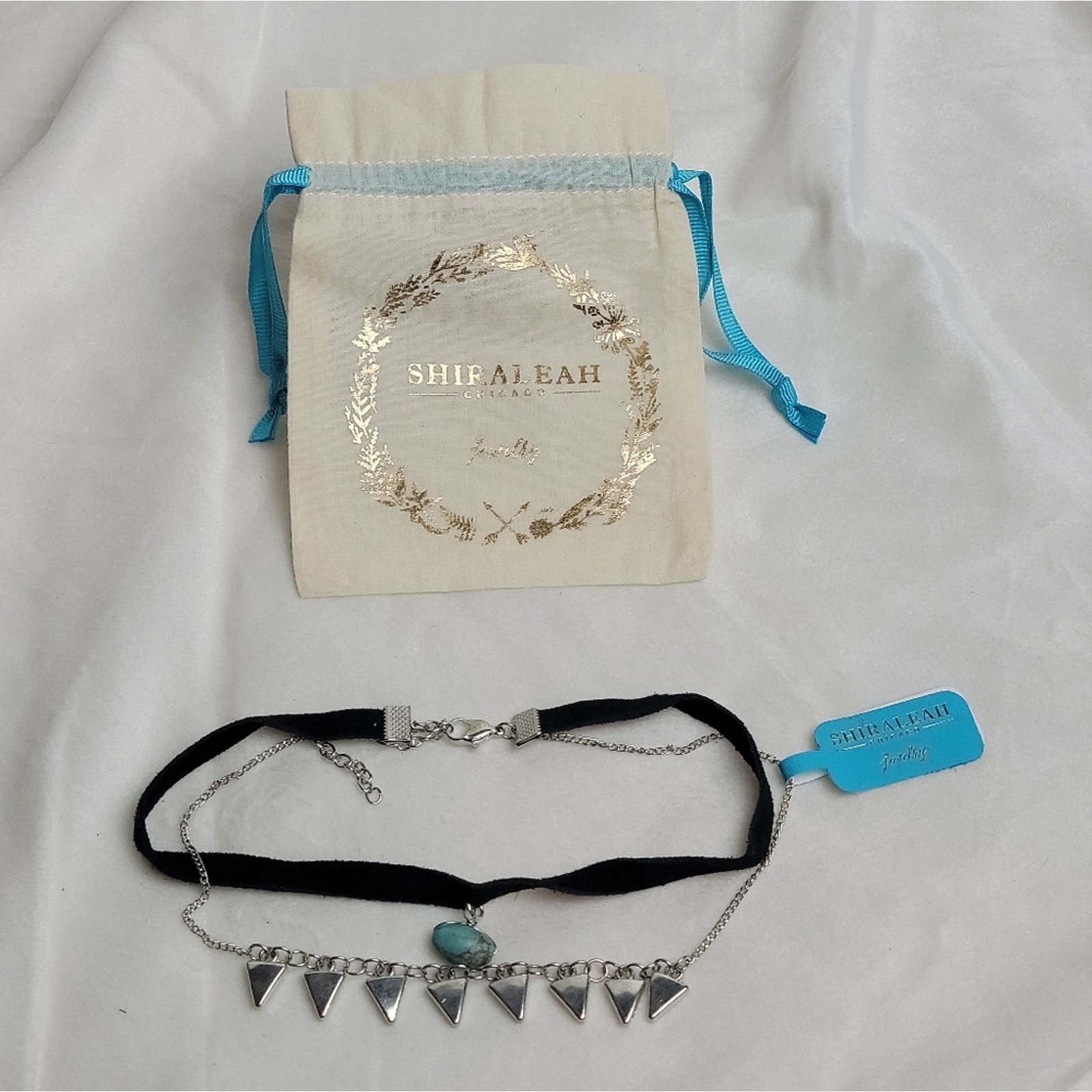 Nwt Shiraleah Sylvana Layered Metal And Turquoise Choker 12$